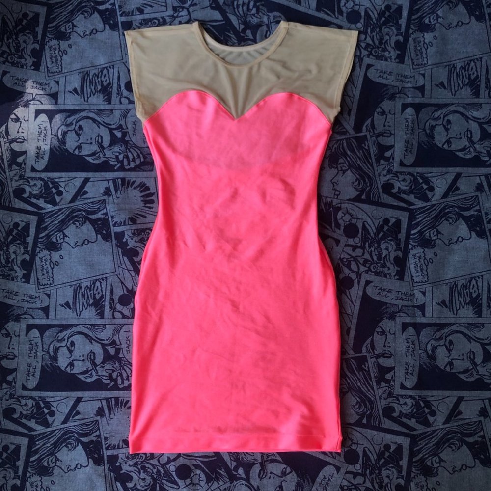 American Apparel Shimmer Coral Bodycon Dress